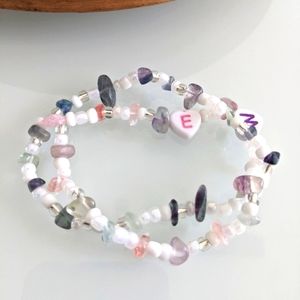 Set of 2 bracelets. Natural stone & acyclic beads